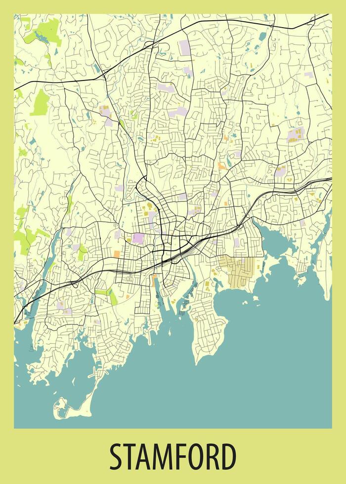 poster mapa do Stanford, Connecticut, EUA vetor