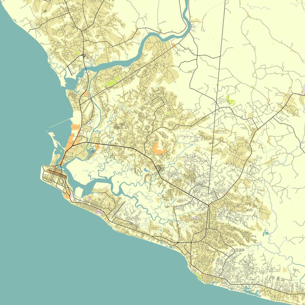 cidade mapa do monrovia Libéria vetor