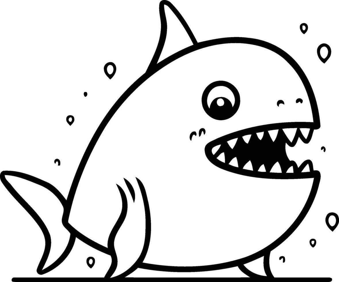 Tubarão vetor ilustração em branco fundo. fofa desenho animado Tubarão.