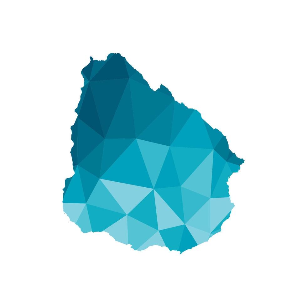 vetor isolado ilustração ícone com simplificado azul silhueta do Uruguai mapa. poligonal geométrico estilo, triangular formas. branco fundo.