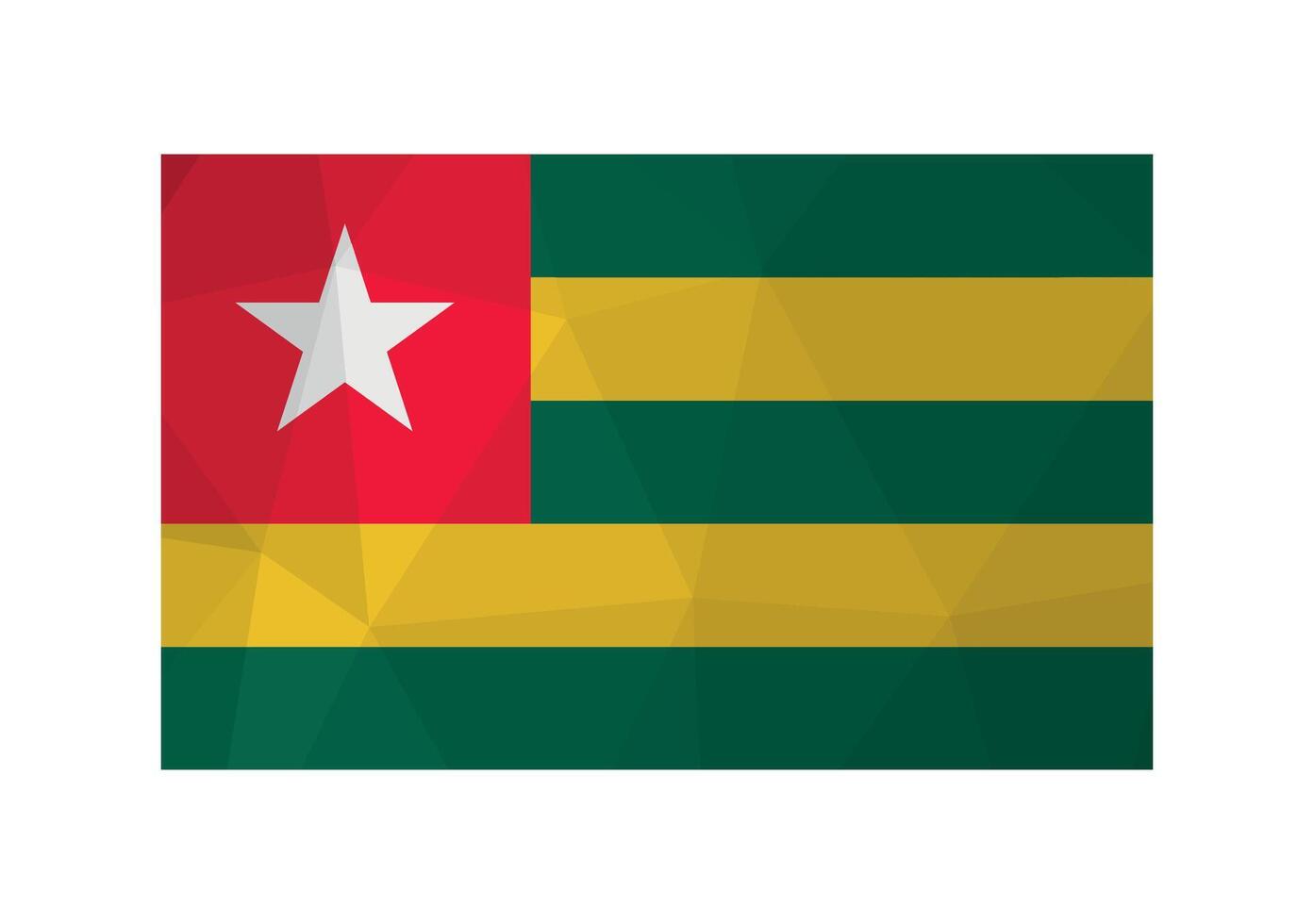 vetor ilustração. oficial símbolo do ir. nacional bandeira com amarelo, verde listras e Estrela em vermelho fundo. criativo Projeto dentro baixo poli estilo com triangular formas.