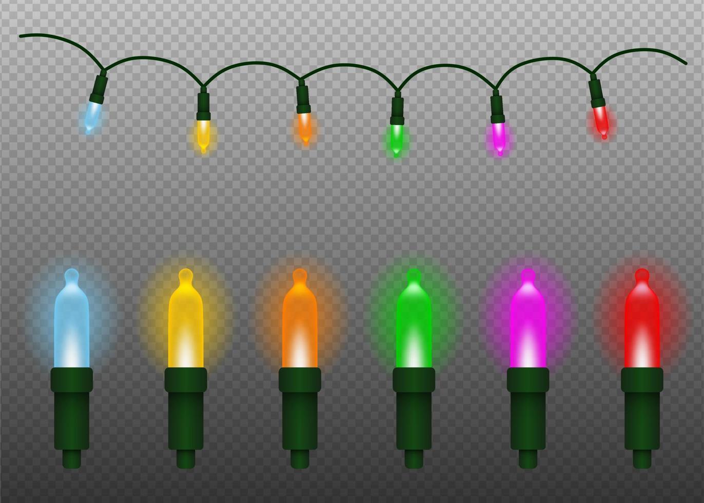 conjunto de luzes de natal coloridas isoladas vetor