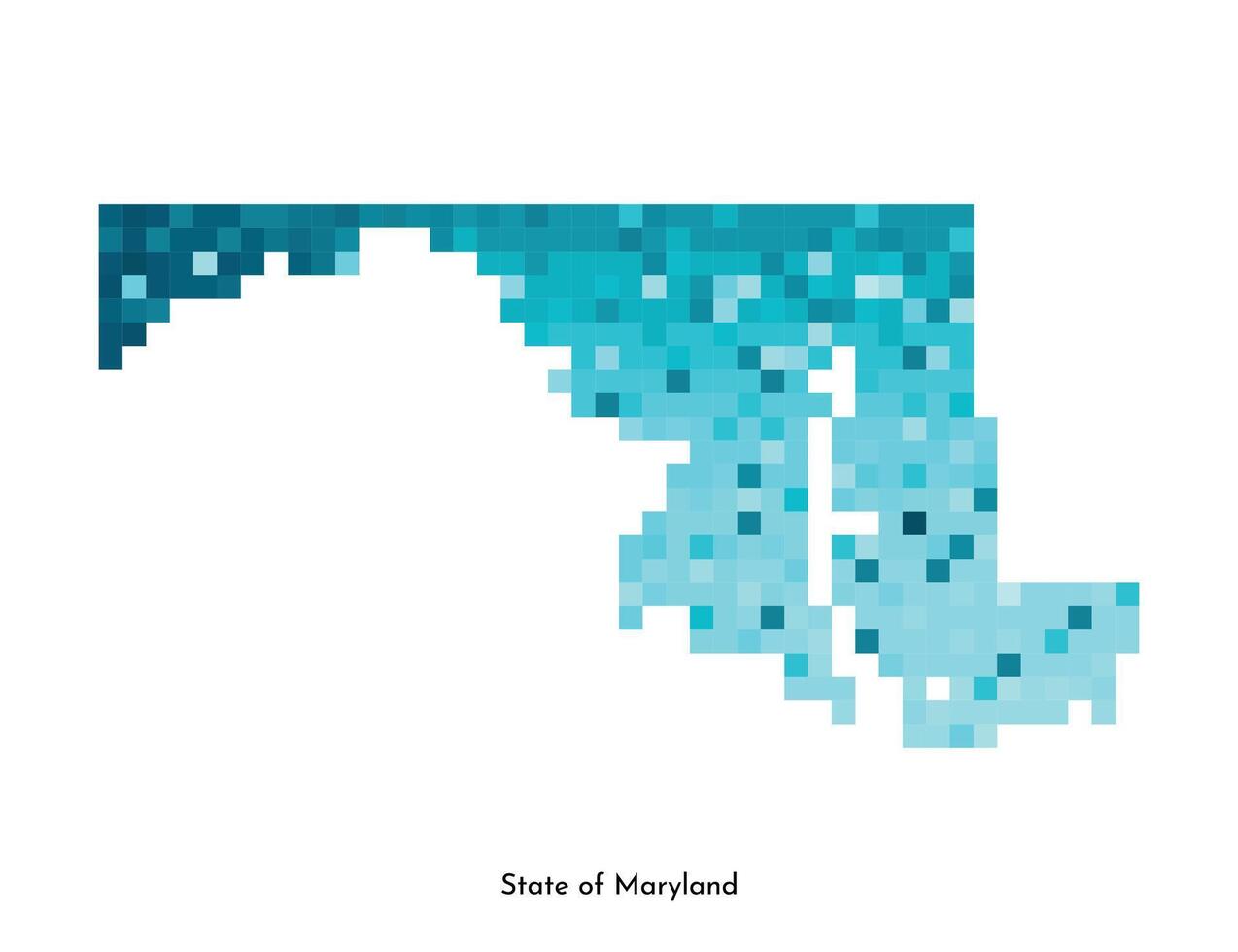 vetor isolado geométrico ilustração com gelado azul área do EUA, Estado do Maryland mapa. pixel arte estilo para nft modelo. simples colorida logotipo com gradiente textura