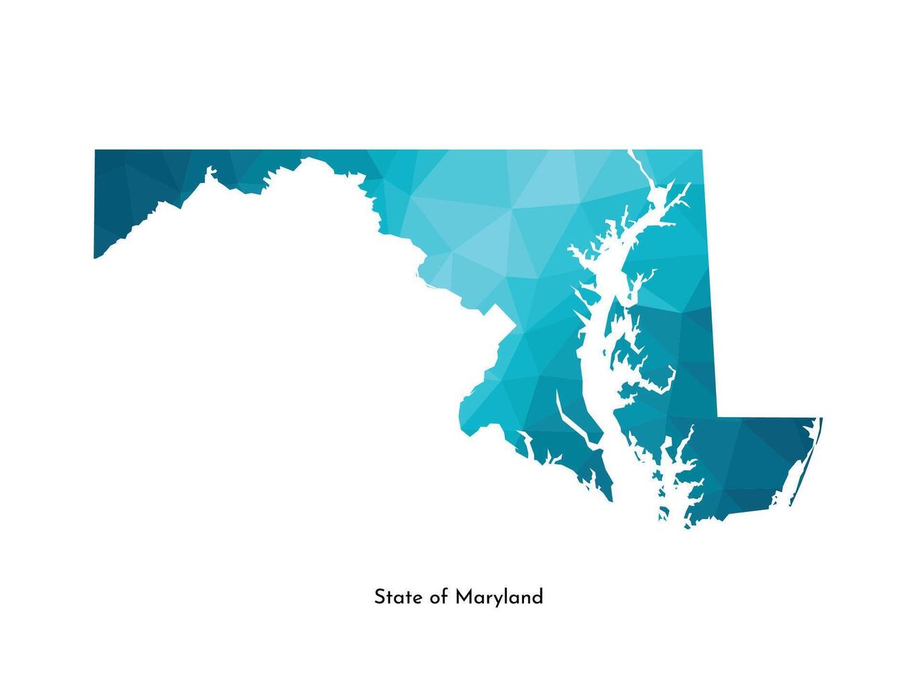 vetor isolado ilustração ícone com simplificado azul mapa silhueta do Estado do maryland, EUA. poligonal geométrico estilo. branco fundo.