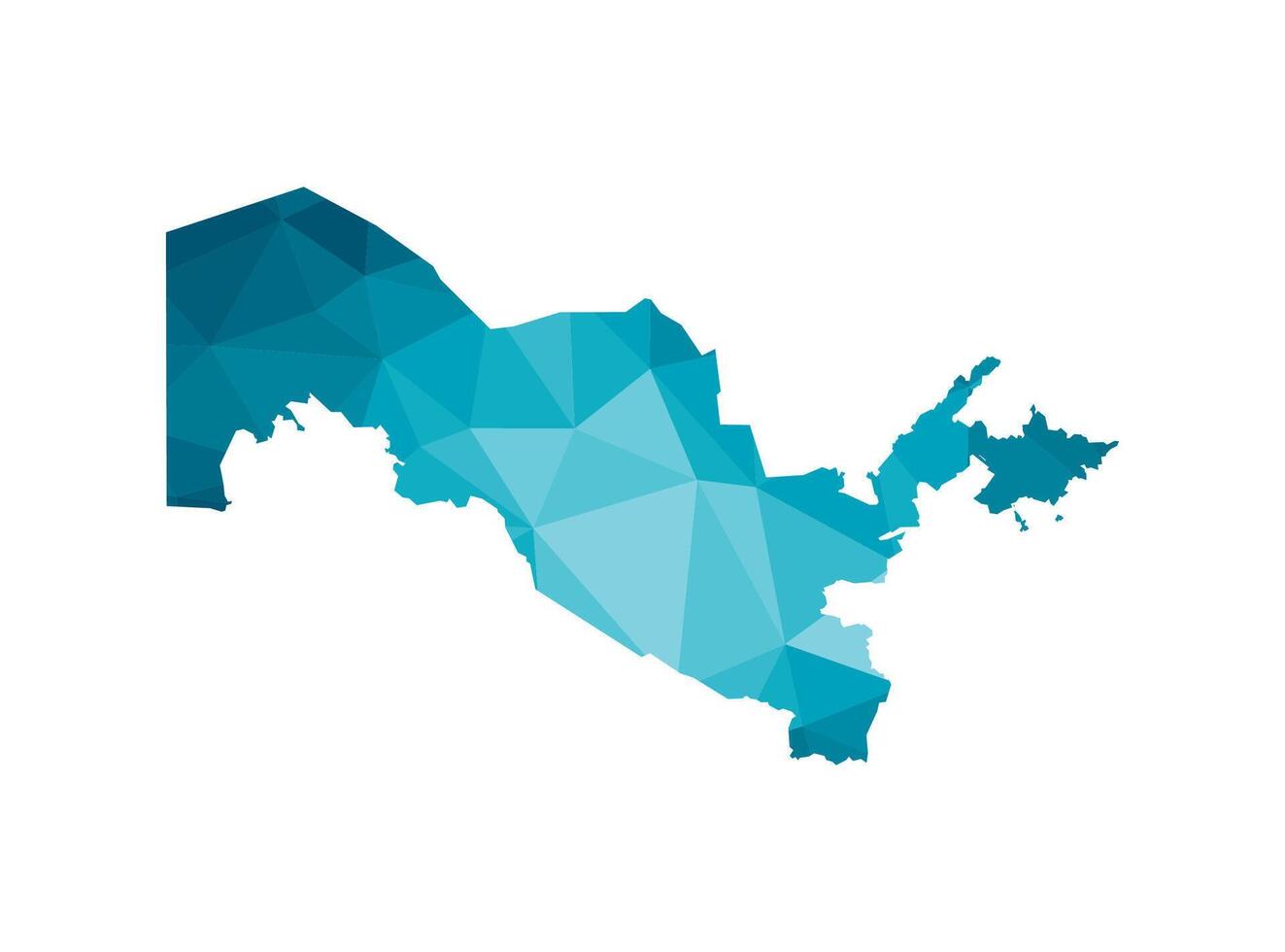 vetor isolado ilustração ícone com simplificado azul silhueta do uzbequistão mapa. poligonal geométrico estilo, triangular formas. branco fundo.