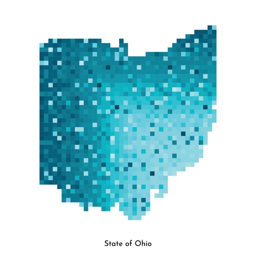 vetor isolado geométrico ilustração com gelado azul área do EUA, Estado do ohio mapa. pixel arte estilo para nft modelo. simples colorida logotipo com gradiente textura