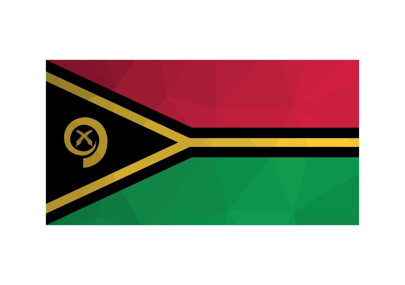 vetor ilustração. oficial bandeira do vanuatu. nacional bandeira dentro vermelho, verde, Preto e amarelo cores. criativo Projeto dentro baixo poli estilo com triangular formas