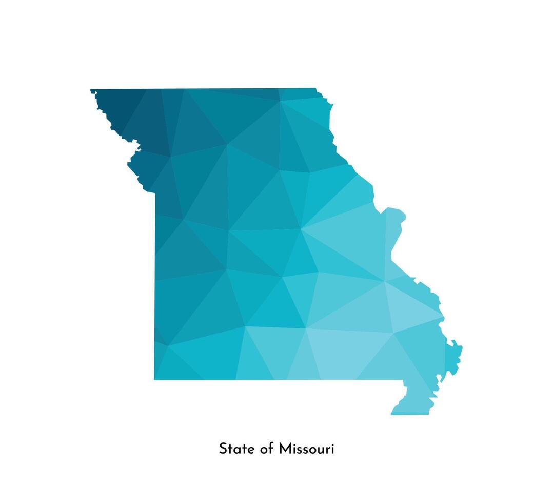 vetor isolado ilustração ícone com simplificado azul mapa silhueta do Estado do missouri, EUA. poligonal geométrico estilo. branco fundo.