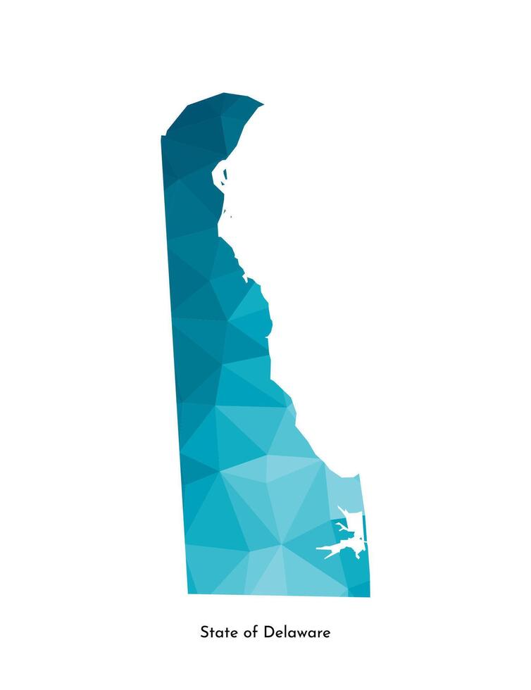 vetor isolado ilustração ícone com simplificado azul mapa silhueta do Estado do delaware, EUA. poligonal geométrico estilo. branco fundo.