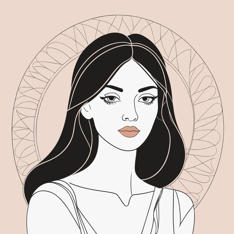 mulher linha arte retrato ilustração vetor Projeto