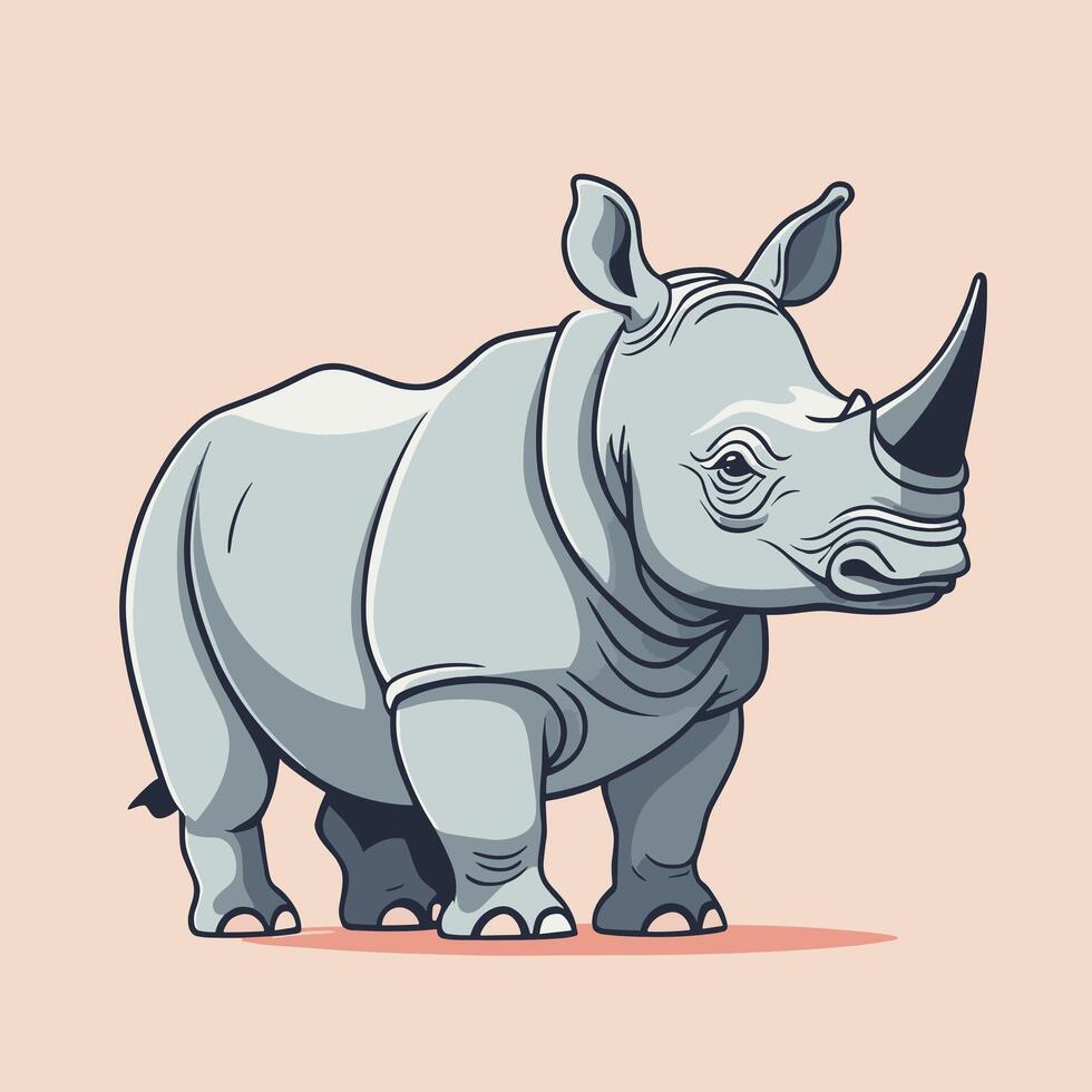 ai gerado rinoceronte desenho animado ilustração grampo arte vetor Projeto