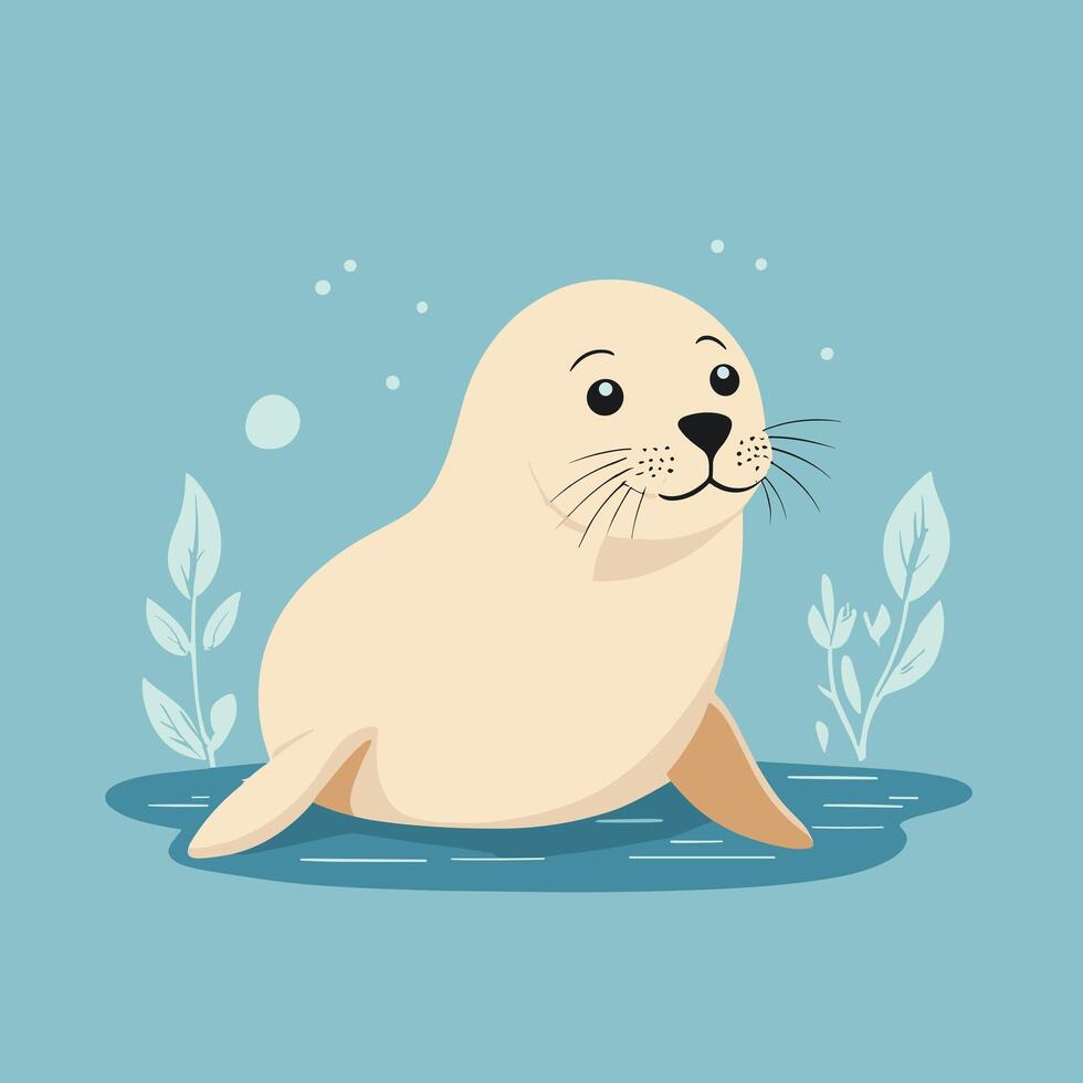 desenho animado foca fofa vetor ilustração