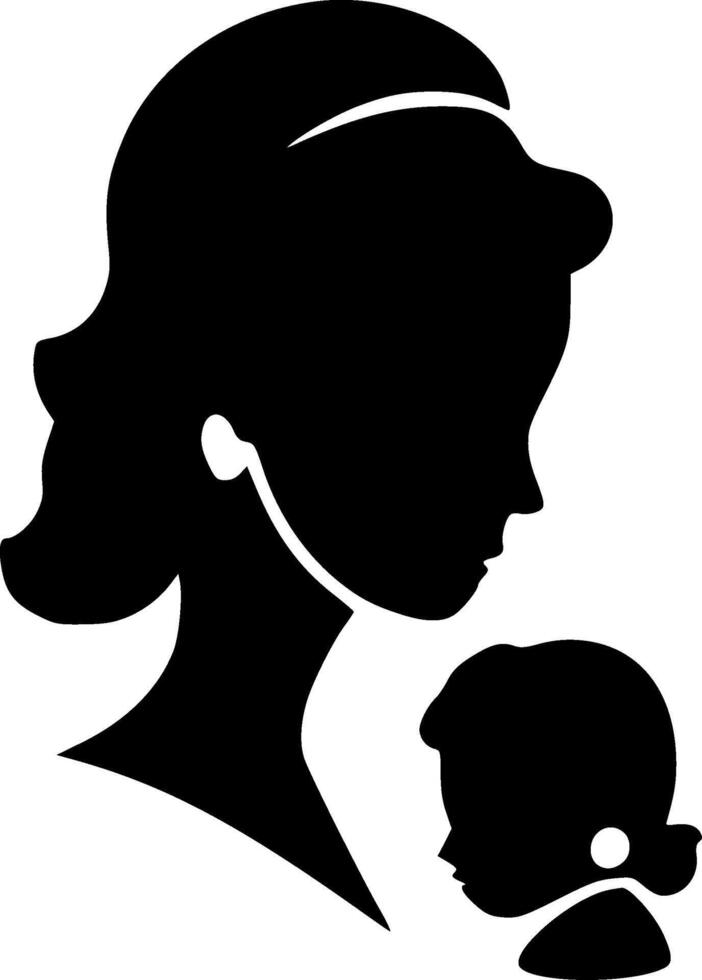 mãe - Preto e branco isolado ícone - vetor ilustração