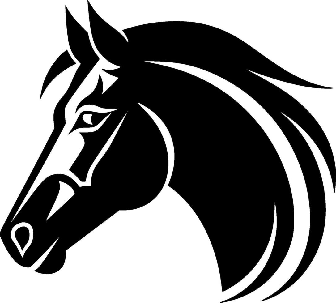 cavalo - Preto e branco isolado ícone - vetor ilustração