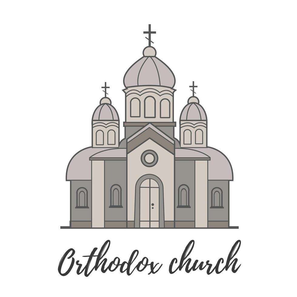 ortodoxo Igreja em uma branco fundo. vetor ilustração. simples linhas, ótimo para qualquer desenhos, para rede.