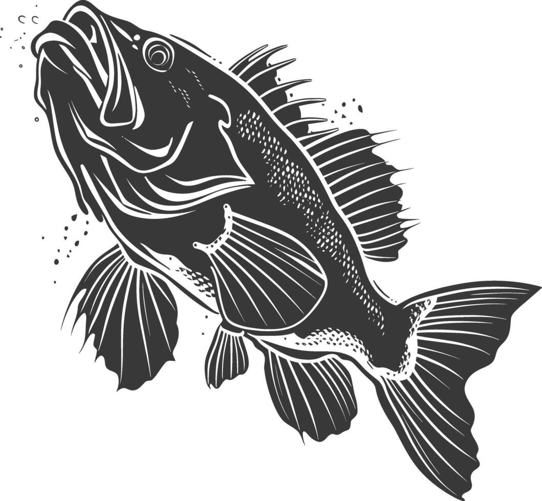 ai gerado silhueta bacalhau peixe animal Preto cor só vetor