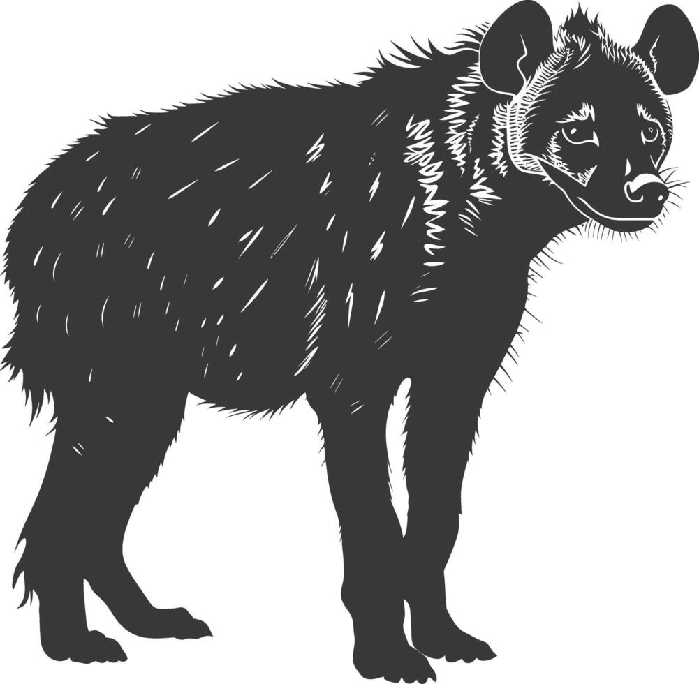 ai gerado silhueta hiena animal Preto cor só cheio corpo vetor