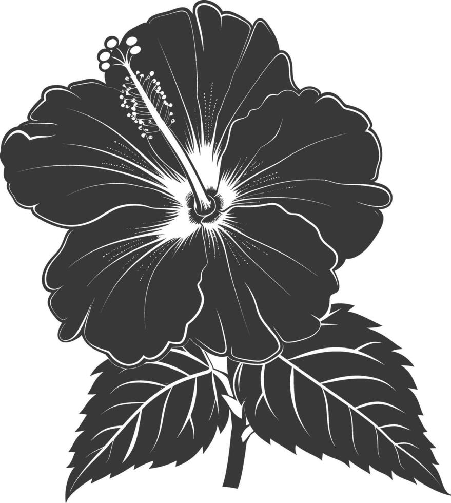 ai gerado silhueta hibisco flor Preto cor só vetor