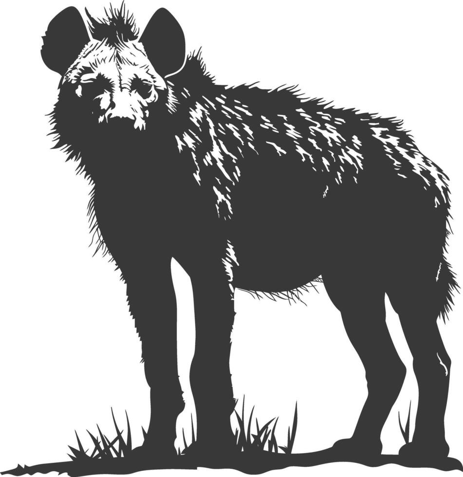 ai gerado silhueta hiena animal Preto cor só cheio corpo vetor