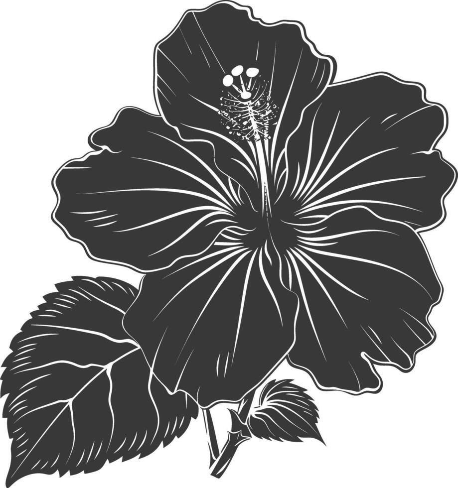 ai gerado silhueta hibisco flor Preto cor só vetor