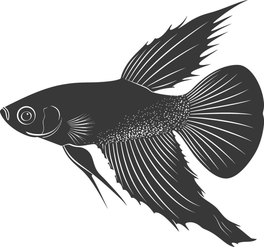 ai gerado silhueta guppy peixe animal Preto cor só cheio corpo vetor