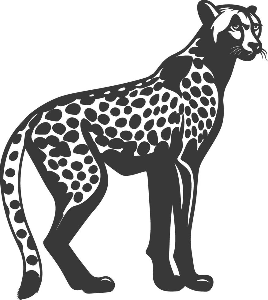 ai gerado silhueta guepardo animal Preto cor só cheio corpo vetor