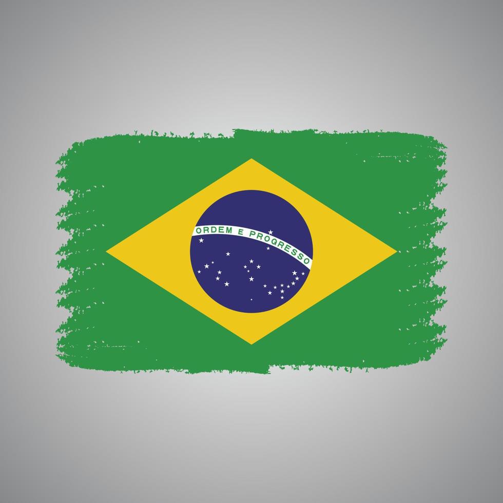 bandeira do brasil com pincel pintado de aquarela vetor