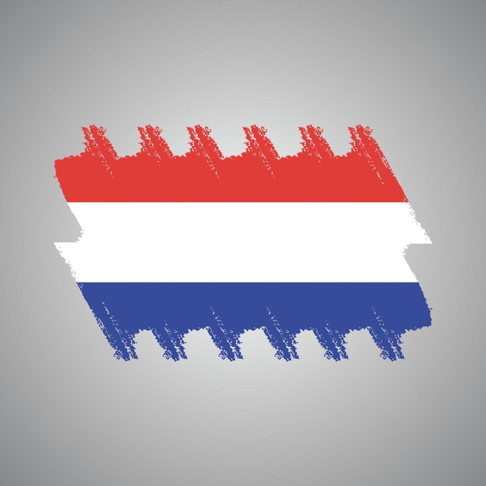 bandeira da holanda com pincel pintado em aquarela vetor