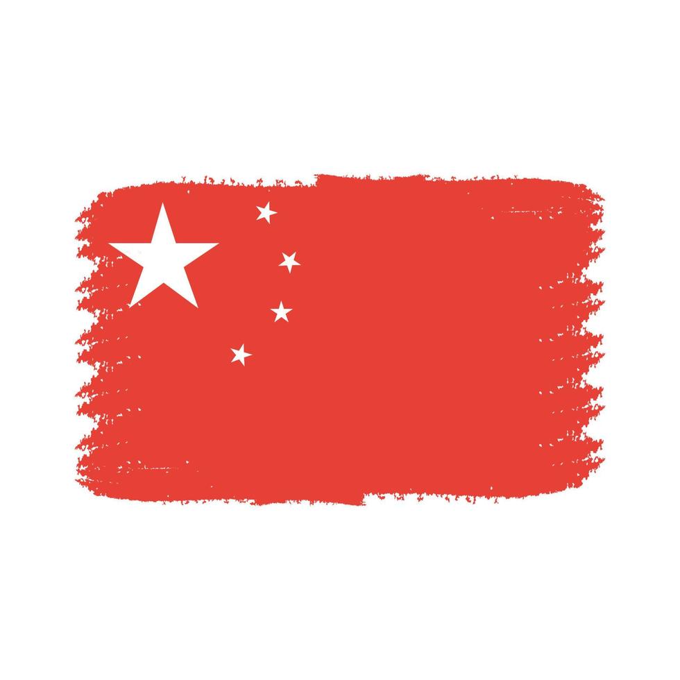 bandeira da china com pincel pintado a aquarela vetor