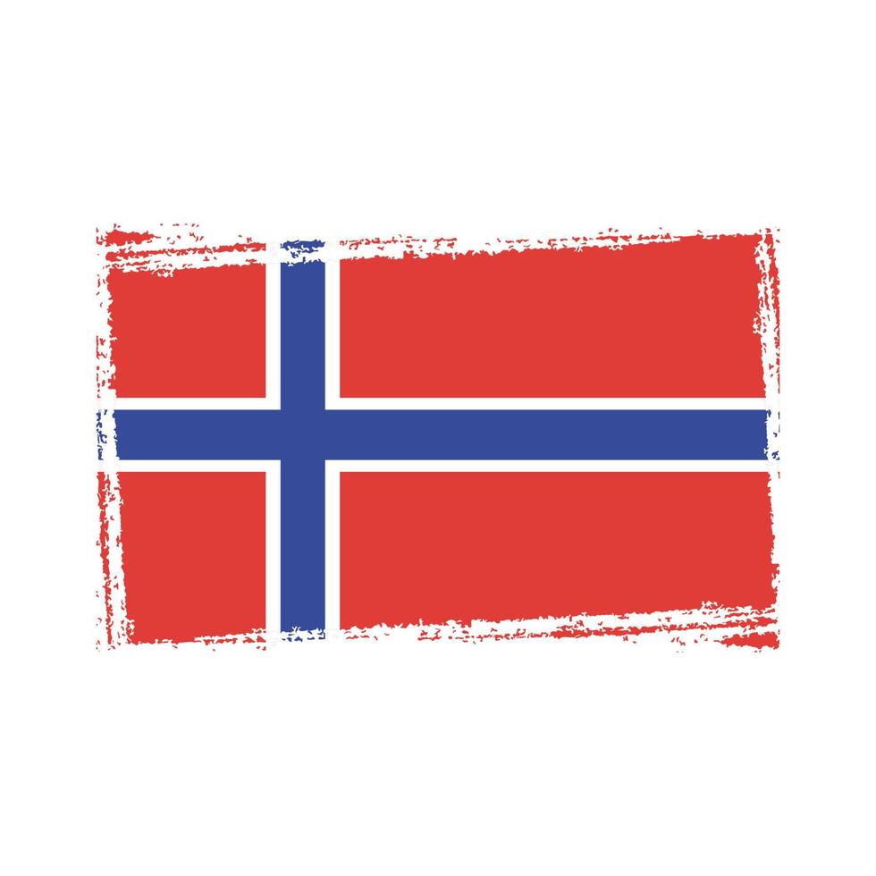 bandeira da noruega com pincel pintado a aquarela vetor