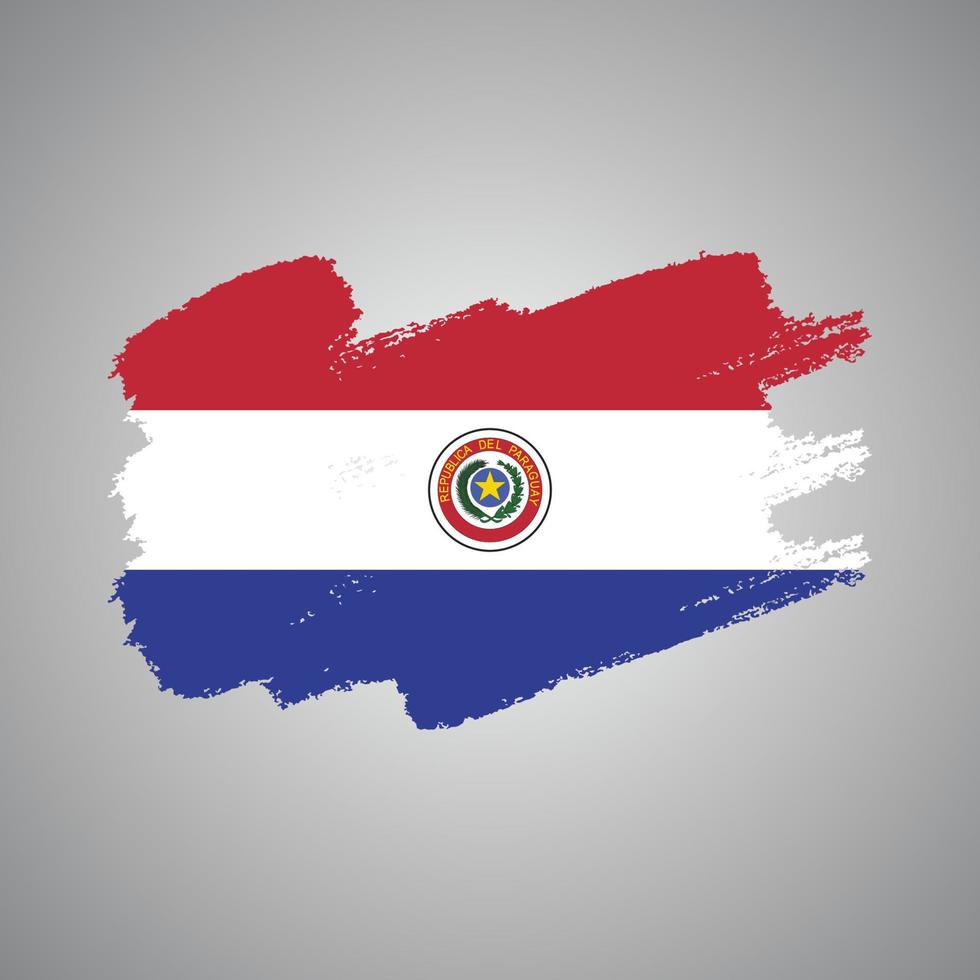 bandeira do paraguai com pincel pintado a aquarela vetor