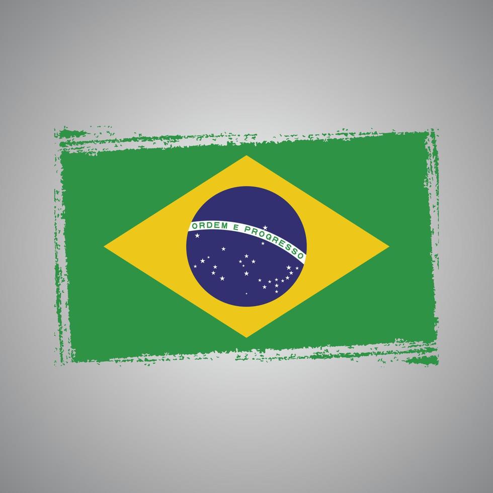 bandeira do brasil com pincel pintado de aquarela vetor