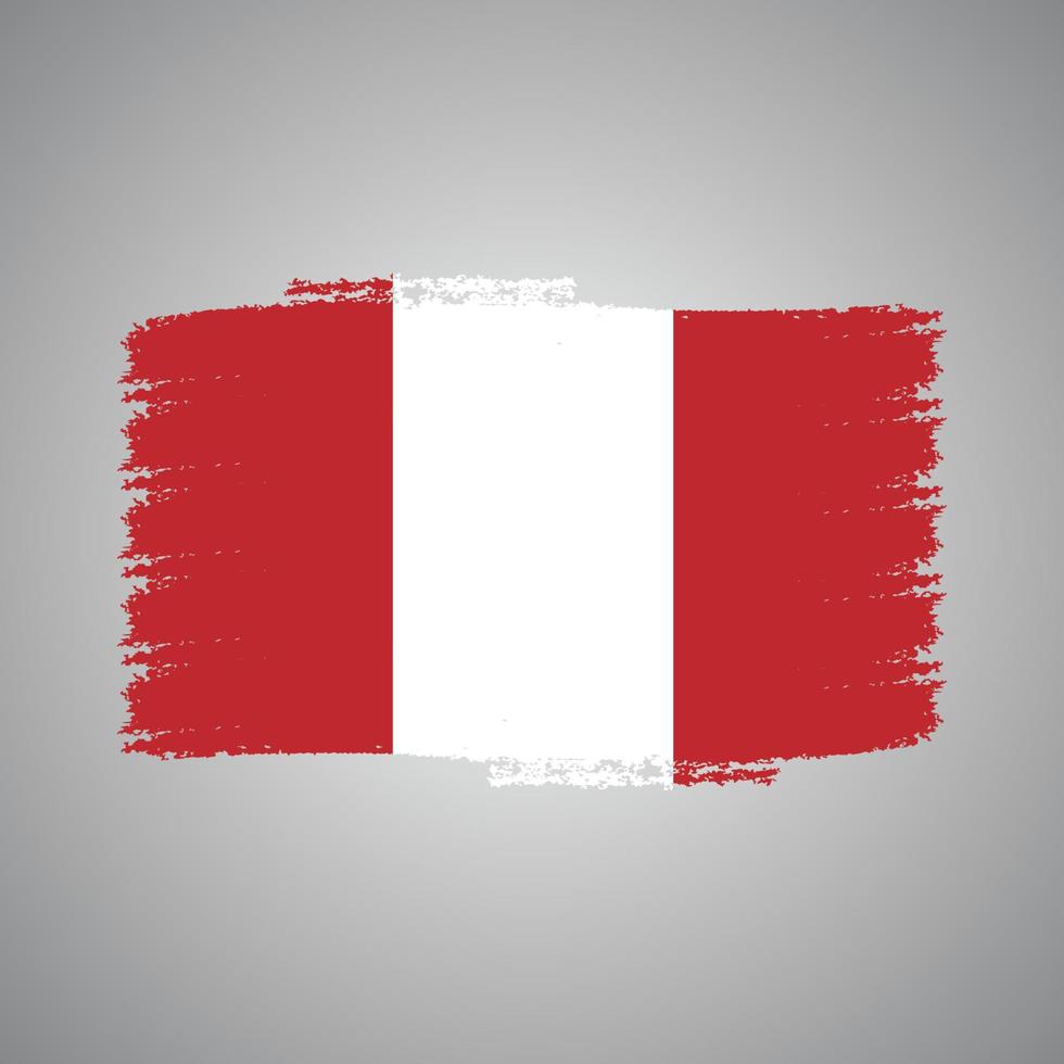 bandeira do peru com pincel pintado de aquarela vetor