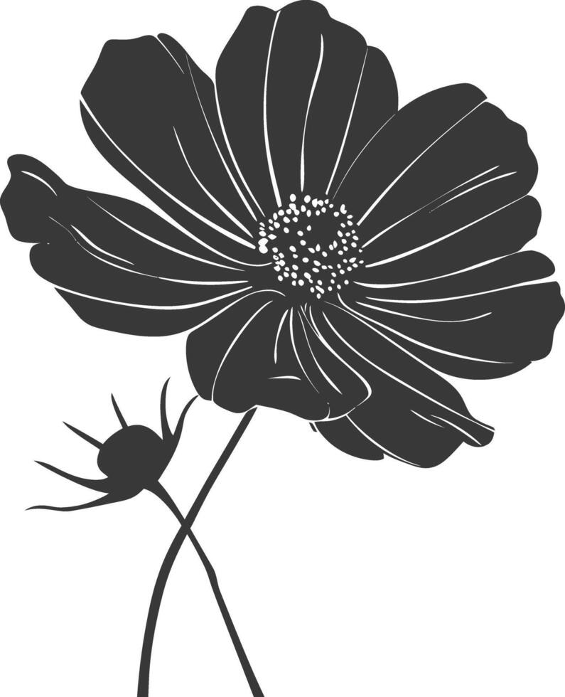 ai gerado silhueta cosmos flor Preto cor só vetor