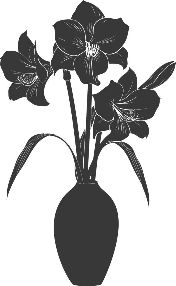 ai gerado silhueta amaryllis flor dentro a vaso Preto cor só vetor