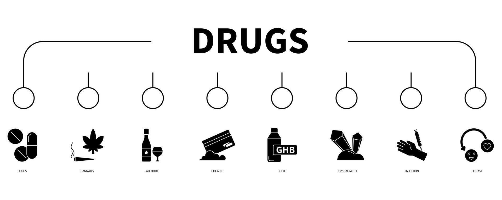 drogas bandeira rede ícone vetor ilustração conceito
