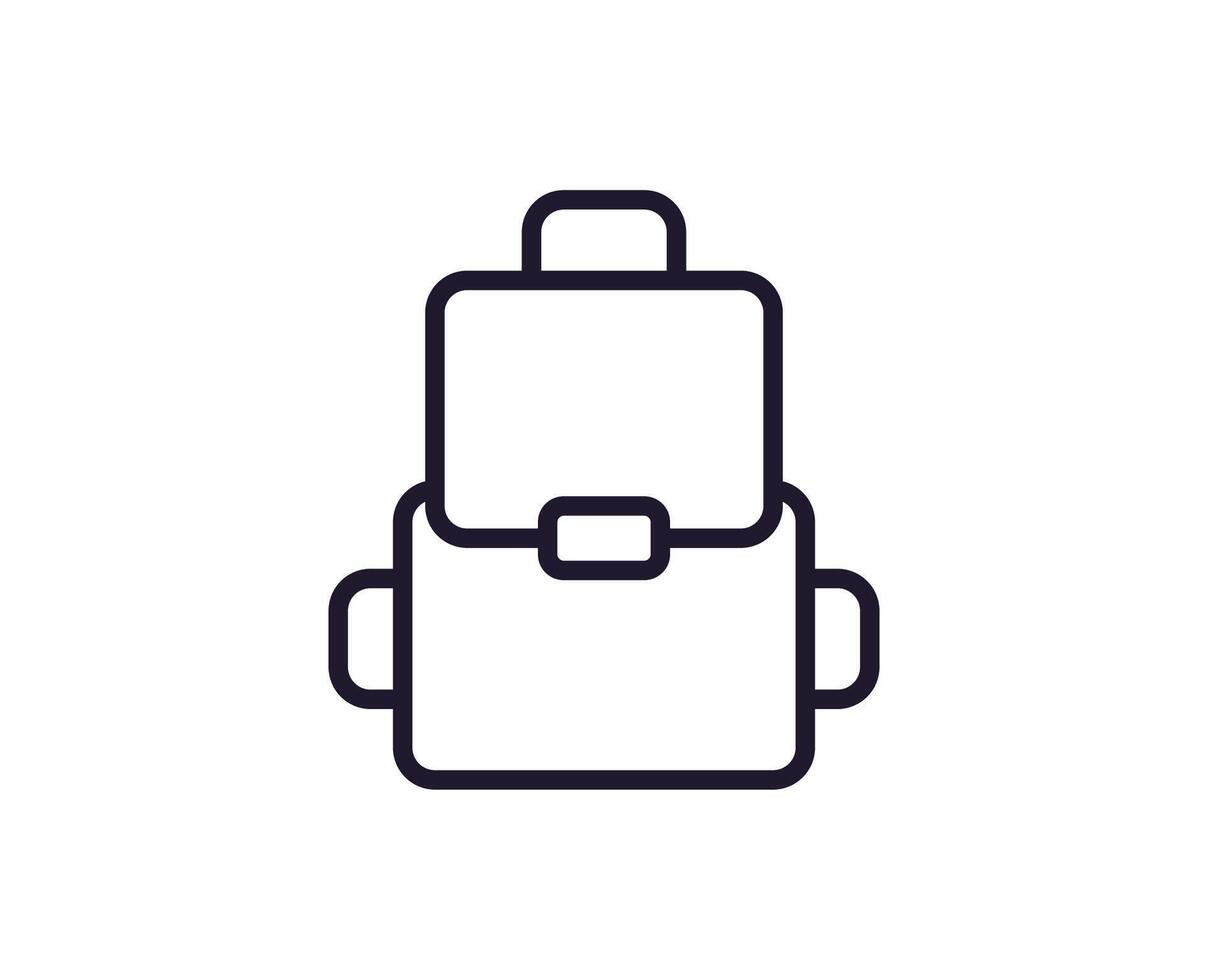 ícone de linha de mochila em fundo branco vetor
