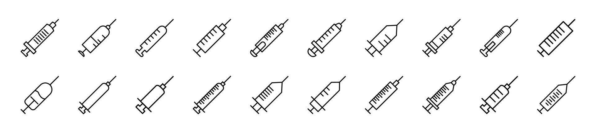 coleção do esboço símbolo do seringa. editável AVC. simples linear ilustração para lojas, lojas, bandeiras, Projeto vetor