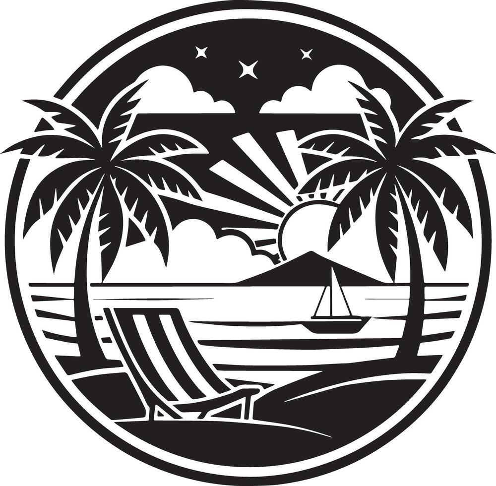 ai gerado Preto e branco de praia surfar logotipo, de praia Holidy logotipo. vetor