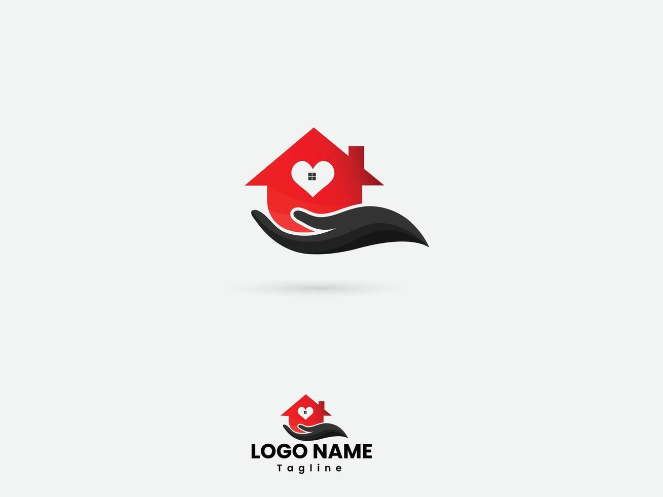 casa Cuidado logotipo Projeto com mão e amor vetor