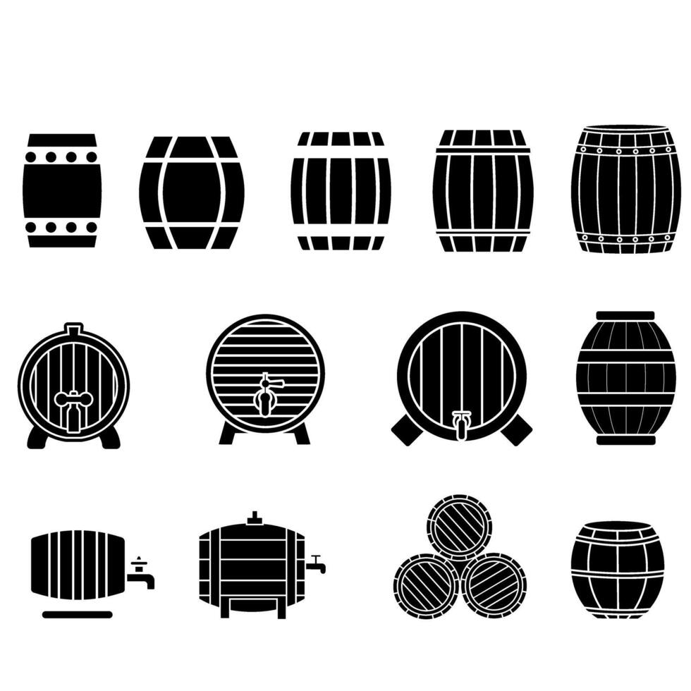 barril ícone vetor definir. vinho ilustração placa coleção. vinho barril símbolo ou logotipo.