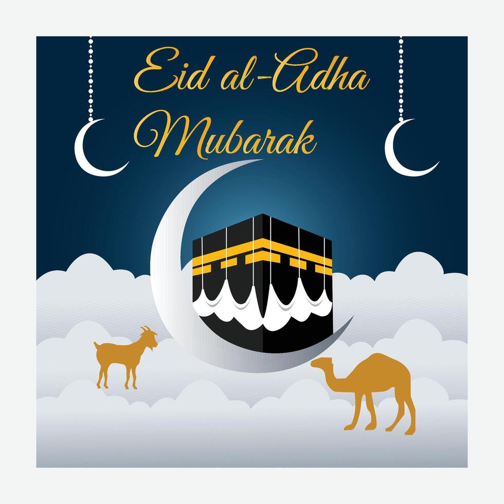 eid al adha Mubarak social meios de comunicação postar modelo vetor