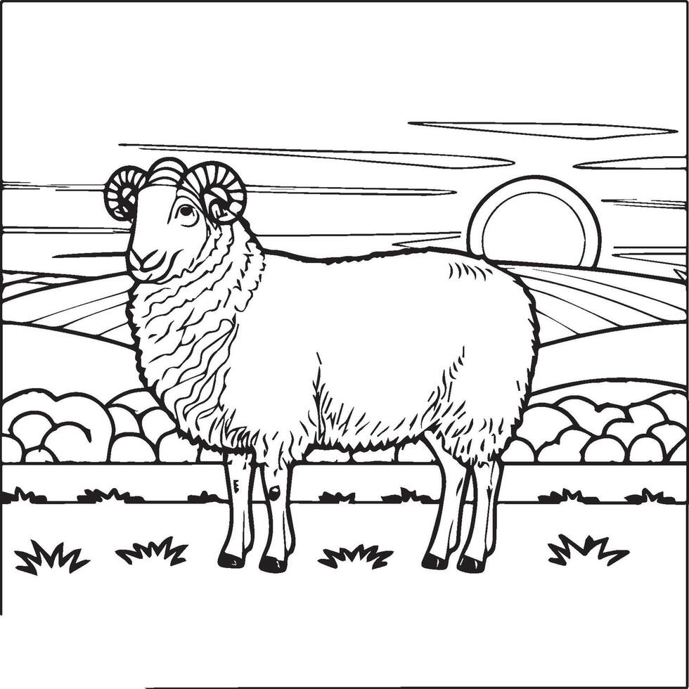 ovelha coloração Páginas. ovelha esboço vetor
