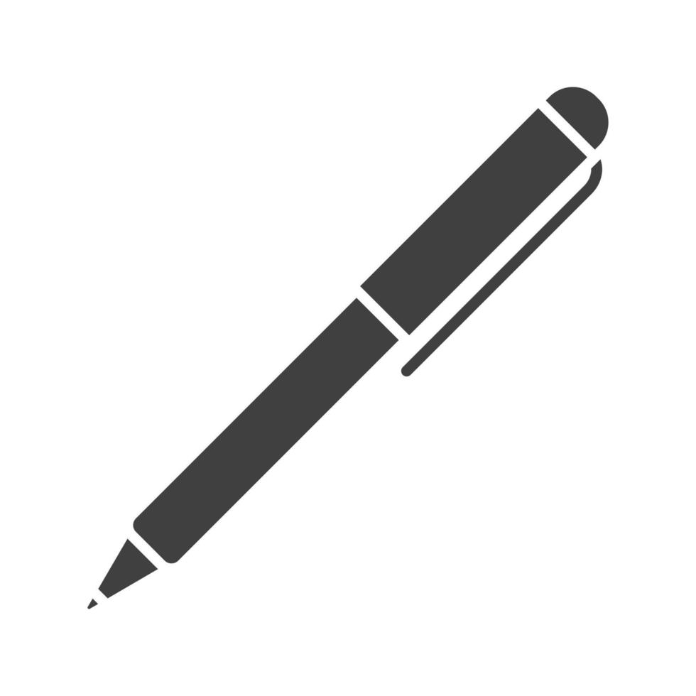 ícone de glifo de caneta esferográfica. símbolo da silhueta. caneta esferográfica. espaço negativo. ilustração isolada do vetor