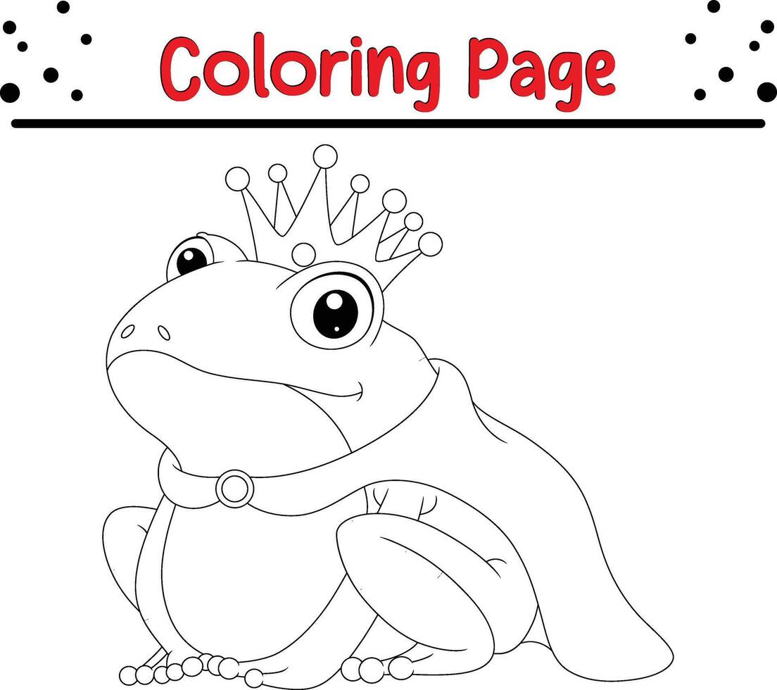 fofa rei rã coloração página para crianças. animal coloração livro vetor