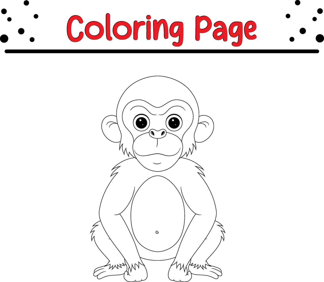 fofa macaco coloração página para crianças vetor