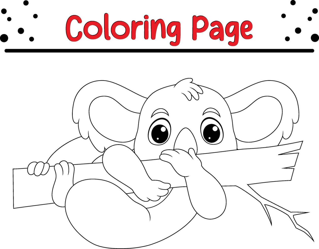 fofa coala árvore ramo coloração página para crianças. animal coloração livro vetor