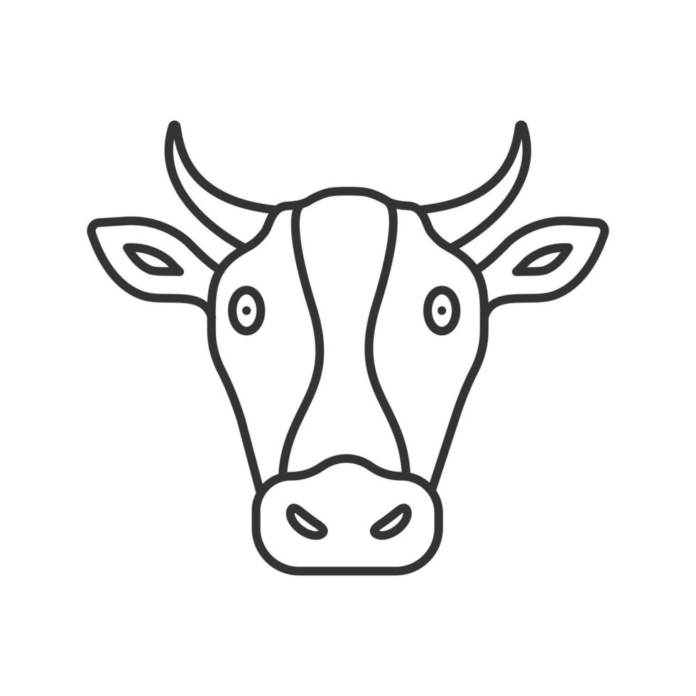 ícone linear de cabeça de vaca. pecuária. agricultura. ilustração de linha fina. símbolo de contorno. desenho de contorno isolado de vetor