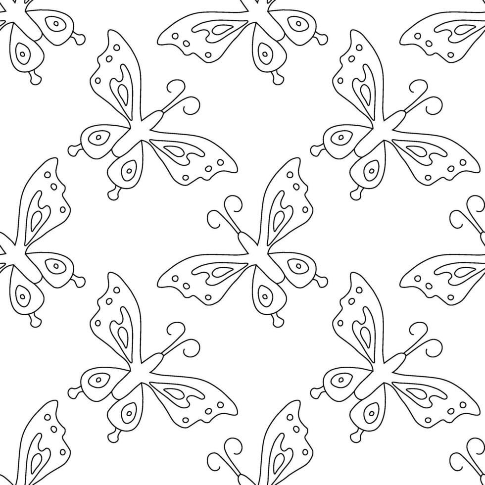 desatado borboleta padronizar. enfeite com borboletas. desenhado Primavera ilustração vetor