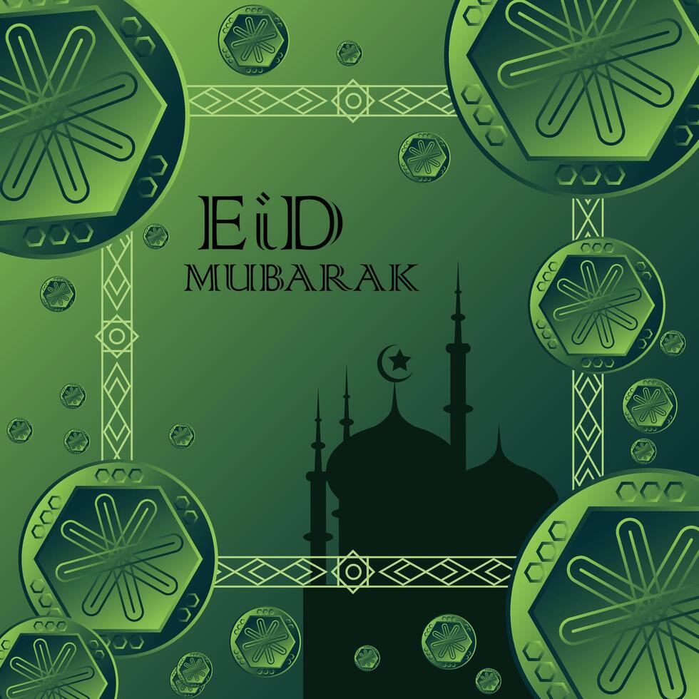 eid Mubarak hari raya cumprimento cartão vetor para fundo Projeto.